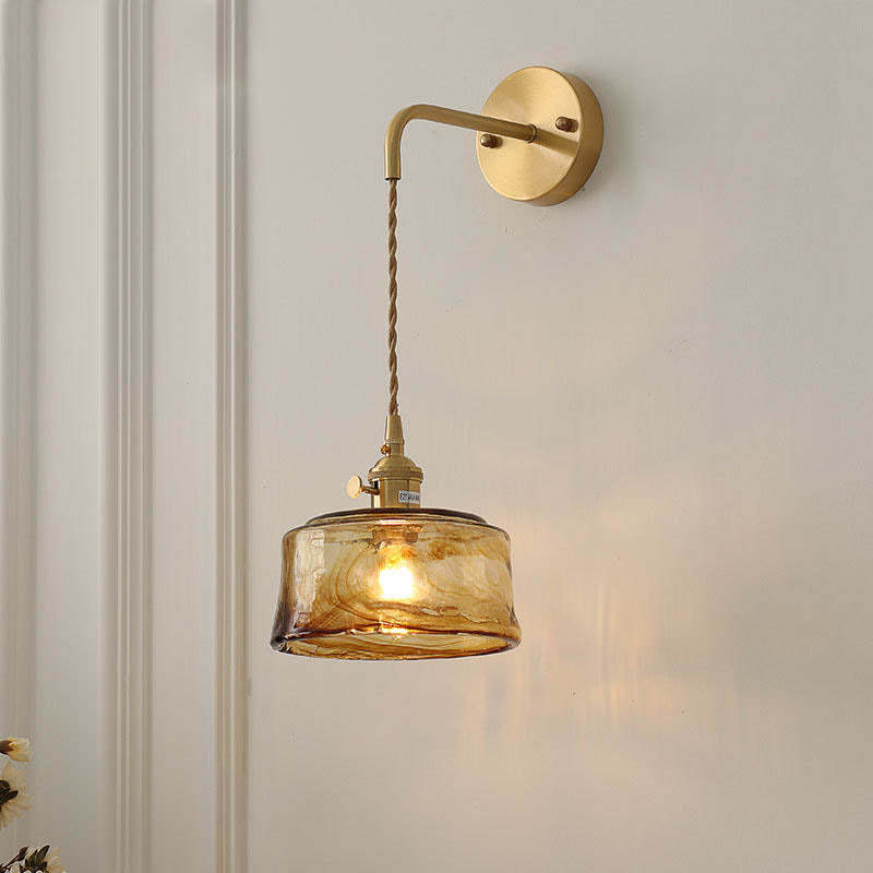 Modern Eclectic Amber Glass Geometric Jar Sconce — A / 110V-120V For US/CA