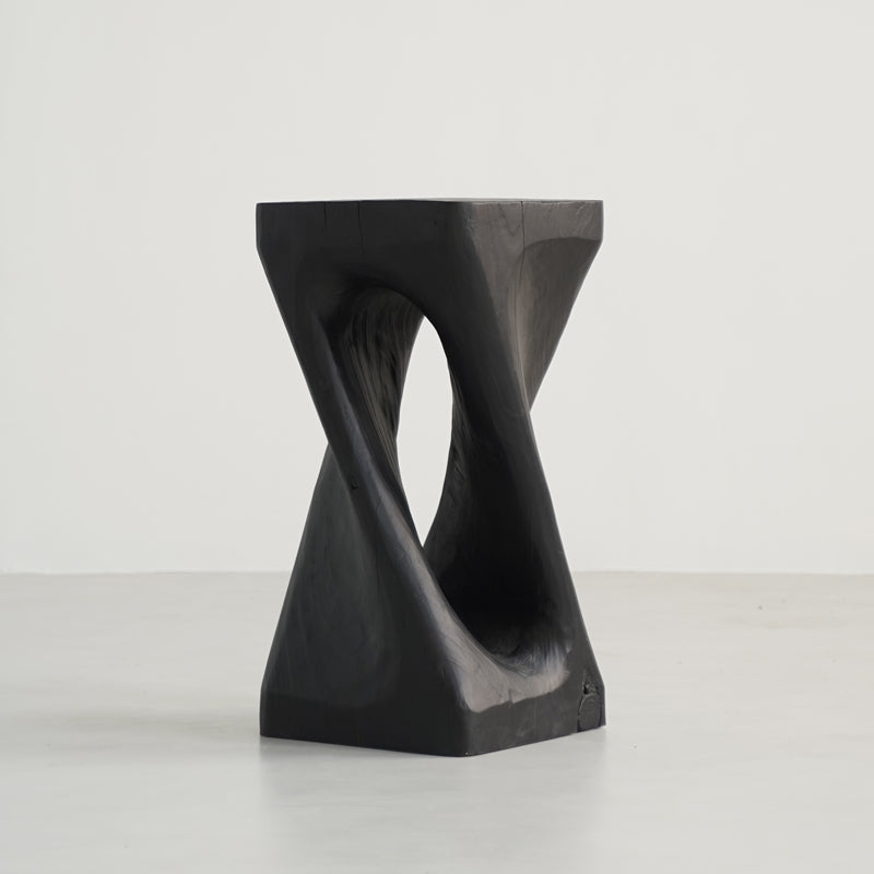 Japanese Wabi-Sabi Wood Geometric End Table — Q