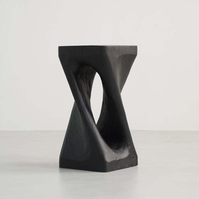 Japanese Wabi-Sabi Wood Geometric End Table — Q