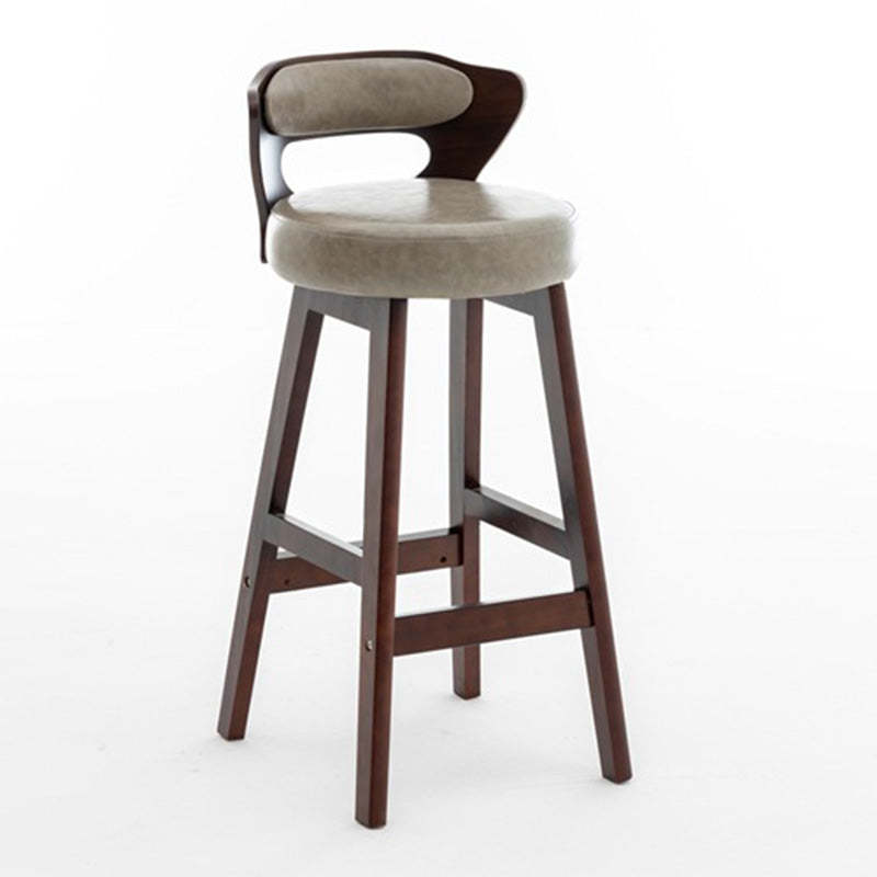 Modern PU Leather Wood Low-Back Bar Stool