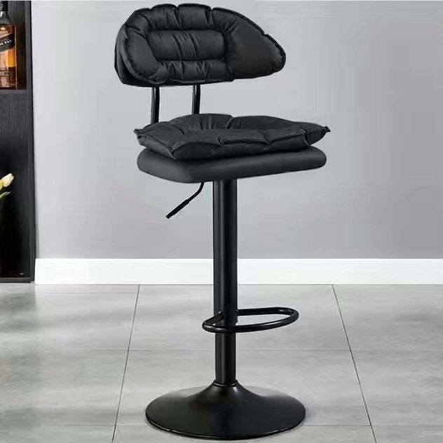 Modern Fabric Iron Semicircular Counter Stool — High / Brown / Black