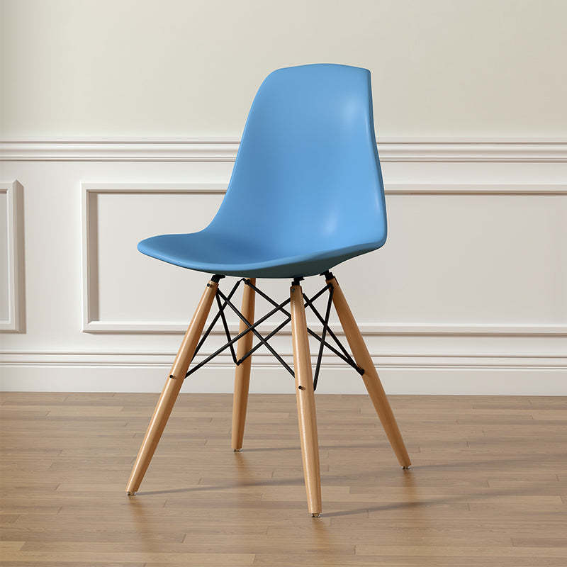 Scandinavian Upholstered Wood Trapezoidal Dining Chair — B / Yellow