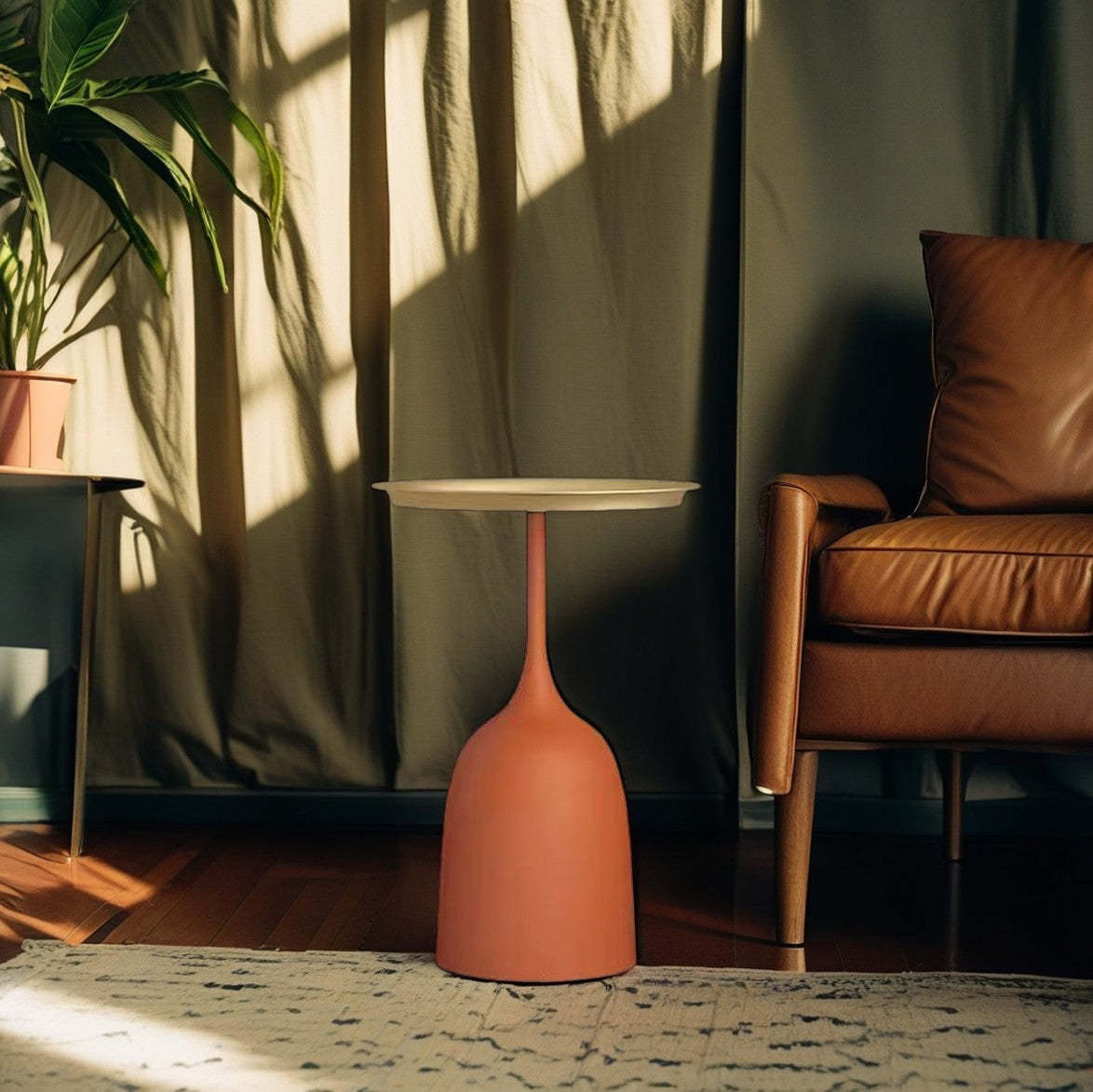 Scandinavian Metal Iron Marble End Table