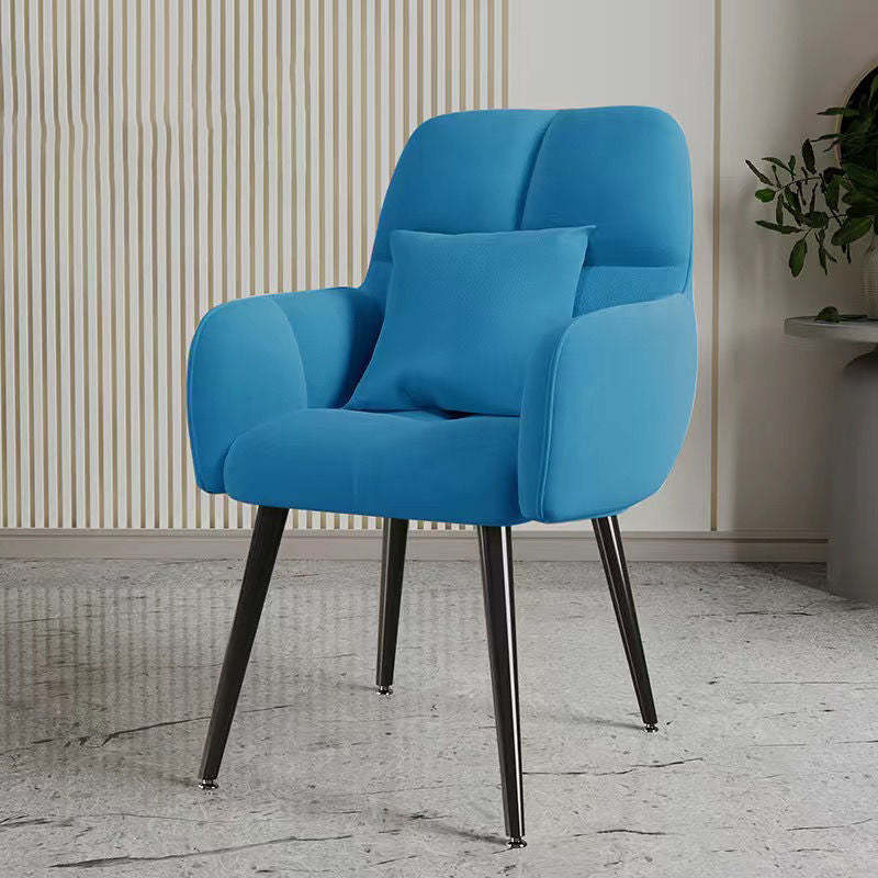 Minimalist Square Vanity Stool with Backrest — Black / Light Blue