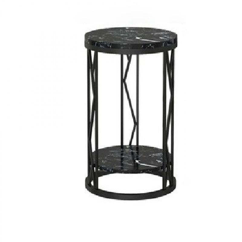 Luxury Round Iron Rock Slab Coffee Table