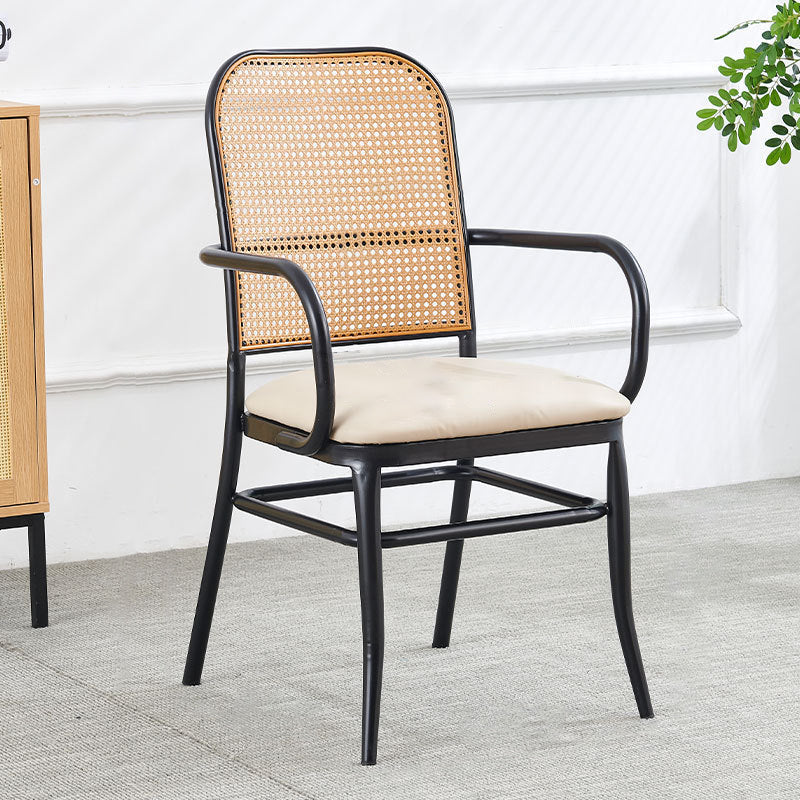 Vintage Rattan Leather Dining Chair
