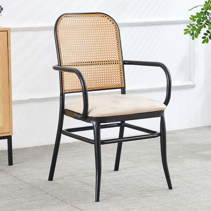 Vintage Rattan Leather Dining Chair