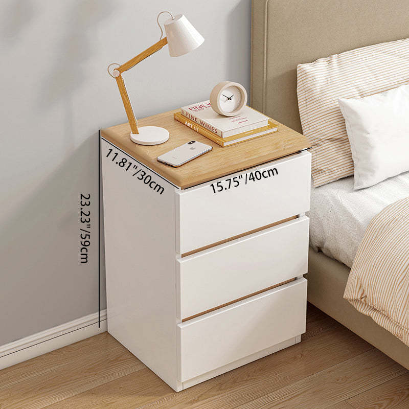 Minimalist Density Panel 2/3-Drawer Nightstand — 2 / White