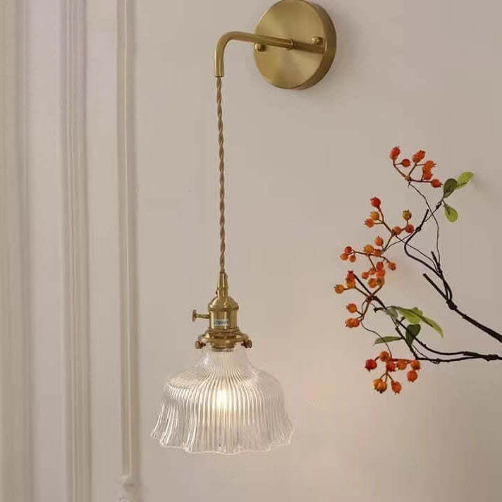 Nordic Minimalist Flower Copper Glass Sconce