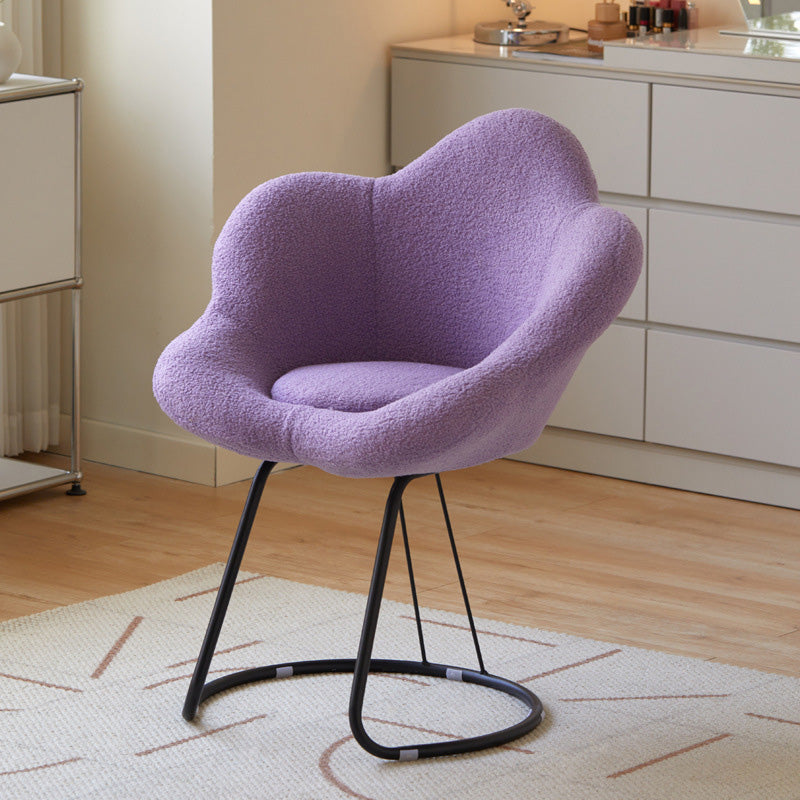 Contemporary Petal Velvet Arc-Metal-Leg Vanity Stool