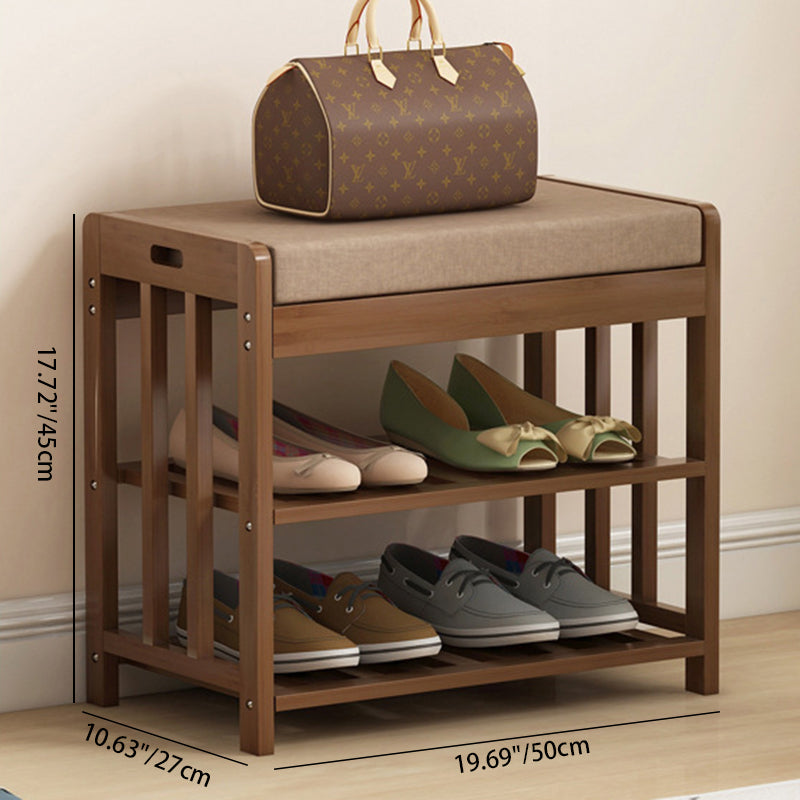 Minimalist Fabric Bamboo Rattan 2-Shelf Shoe Rack