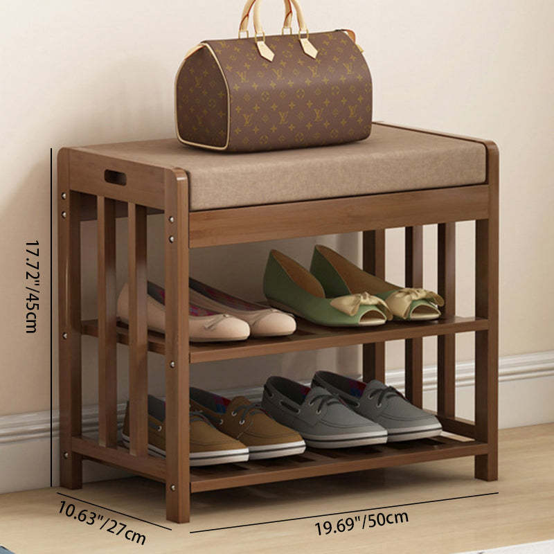 Minimalist Fabric Bamboo Rattan 2-Shelf Shoe Rack