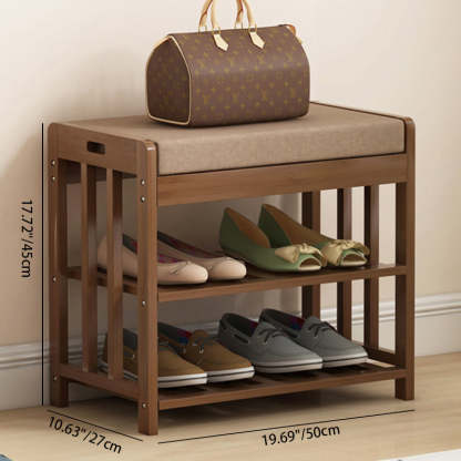 Minimalist Fabric Bamboo Rattan 2-Shelf Shoe Rack