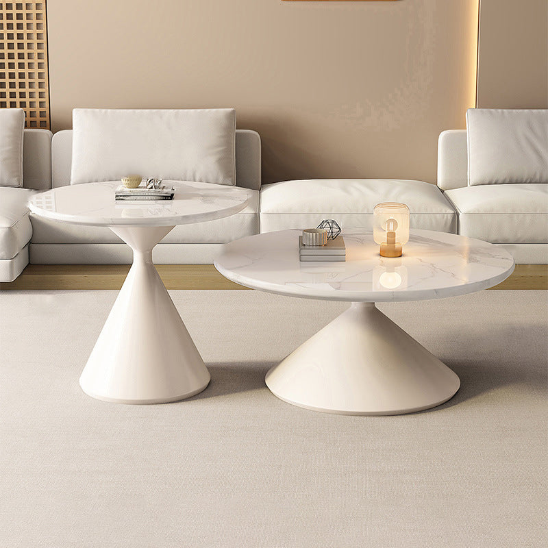 Minimalist Cone Wood Steel End Table