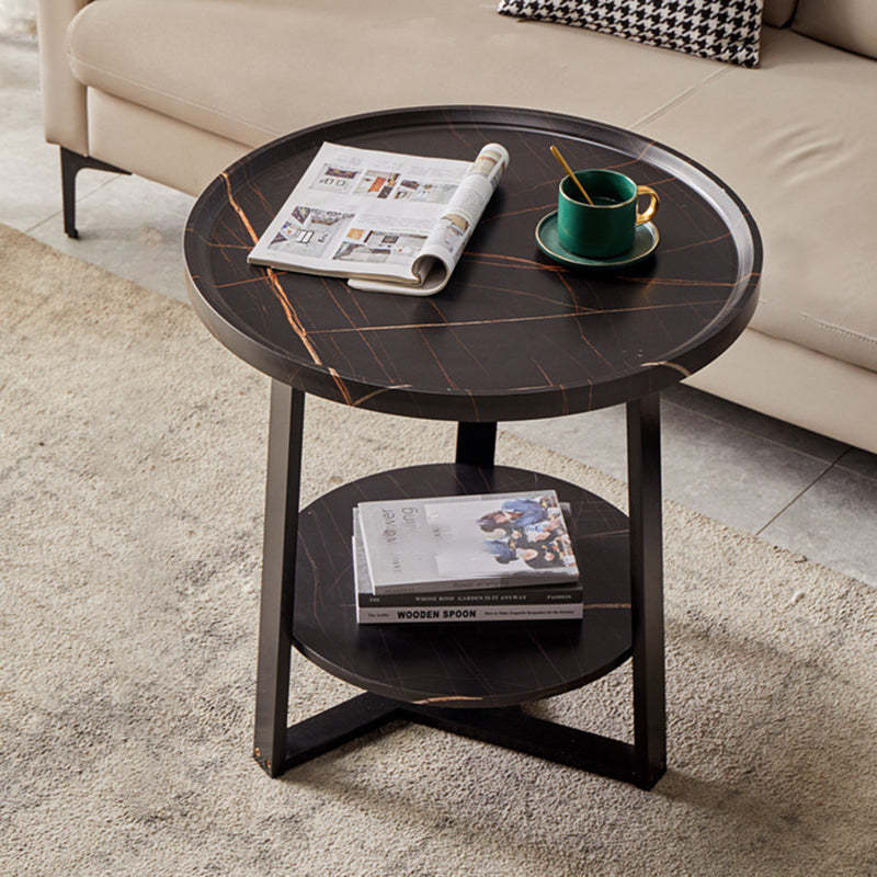 Nordic Round Iron 2-Tier Coffee Table — 1 - Tier / Wood Color