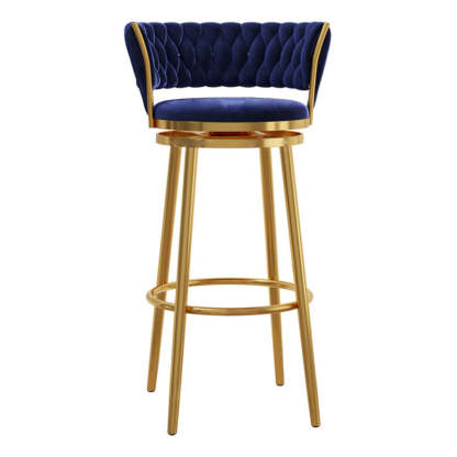 Contemporary Round Velvet Swivel Bar Stool