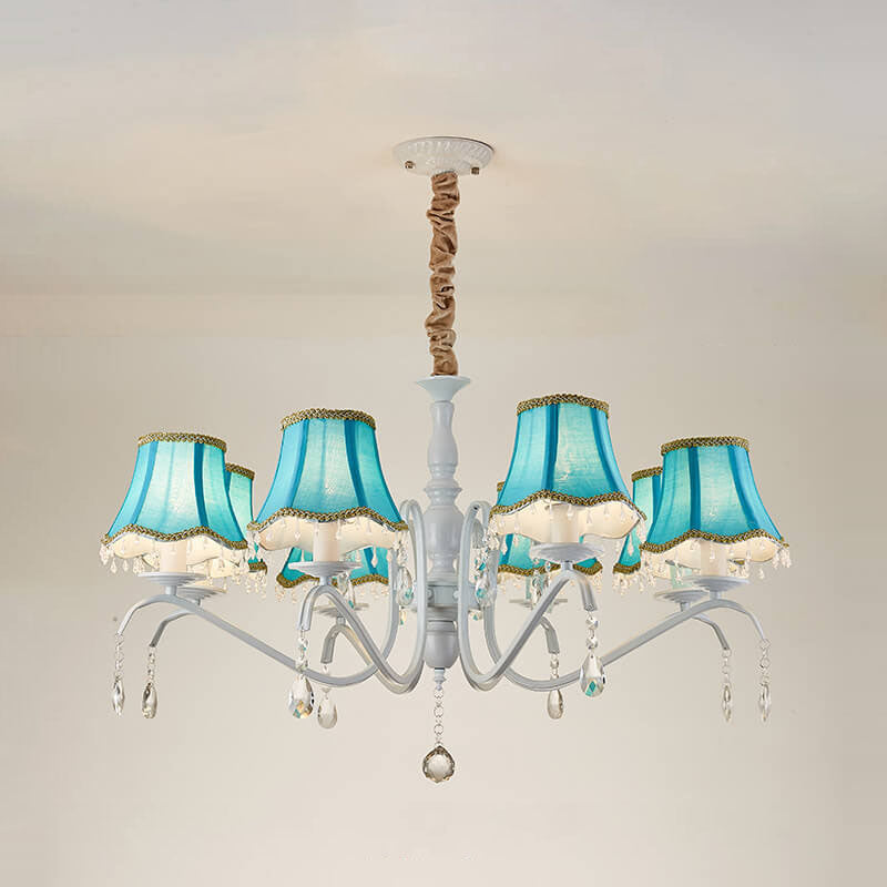 Modern Cone Iron Crystal Fabric Chandelier