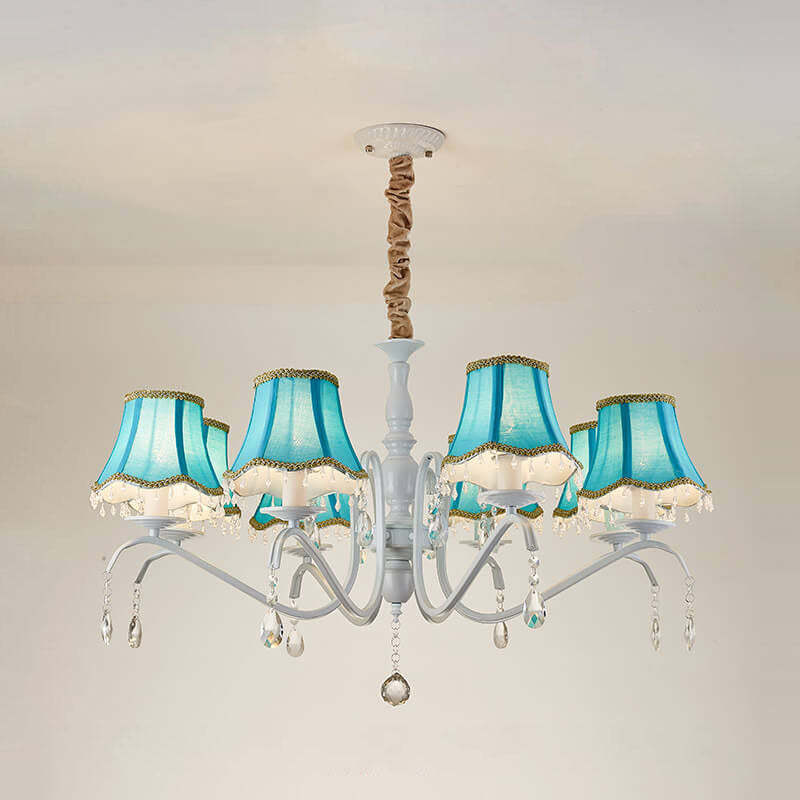 Modern Cone Iron Crystal Fabric Chandelier