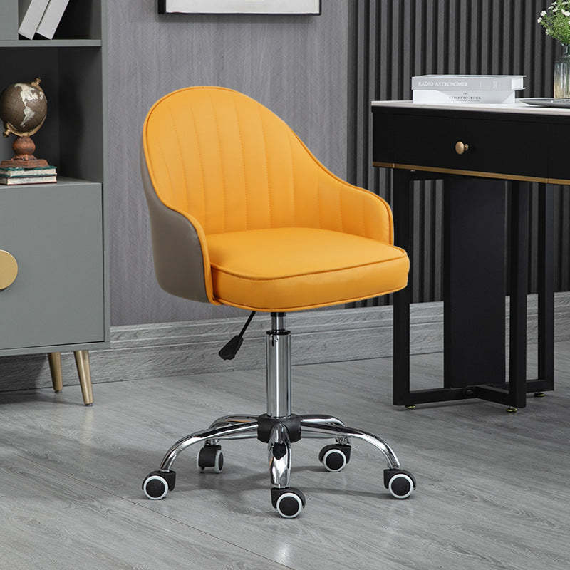 Modern Leather Steel Movable Desk Chair