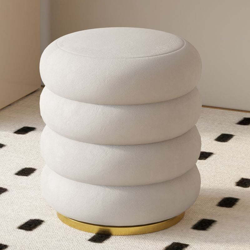 Minimalist Cylinder Lambswool Metal Vanity Stool
