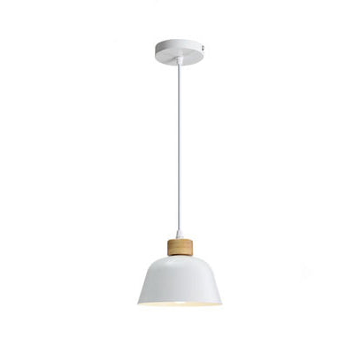 Minimalist Round Aluminum Wood Pendant Light