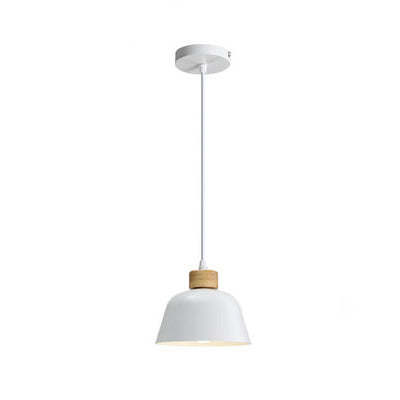 Minimalist Round Aluminum Wood Pendant Light