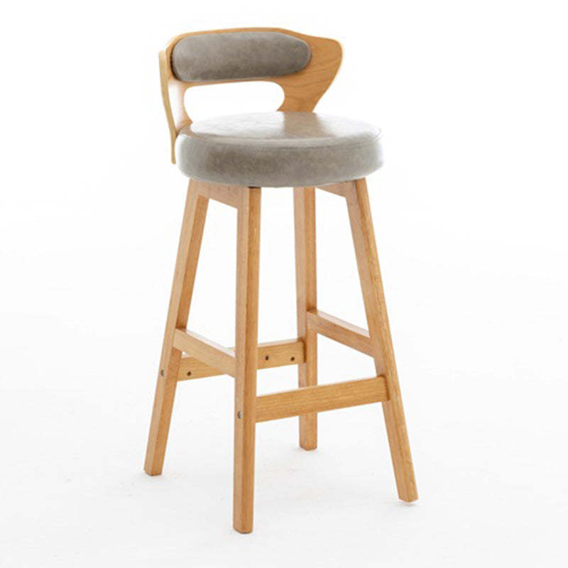 Modern PU Leather Wood Low-Back Bar Stool