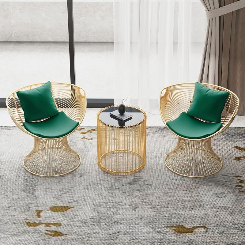 Luxury Oval Curved Upholstered Iron Chair