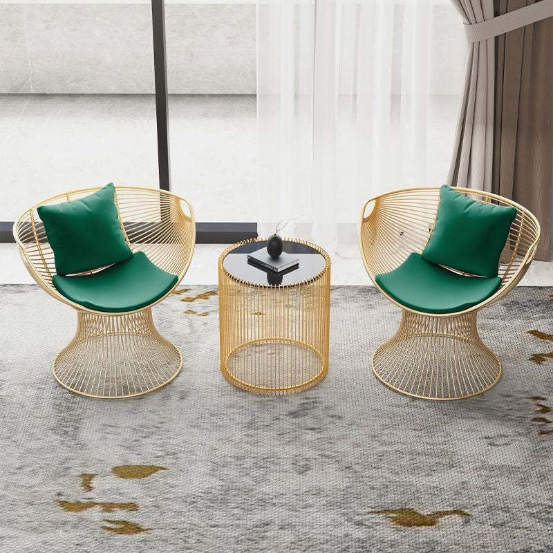Luxury Oval Curved Upholstered Iron Chair