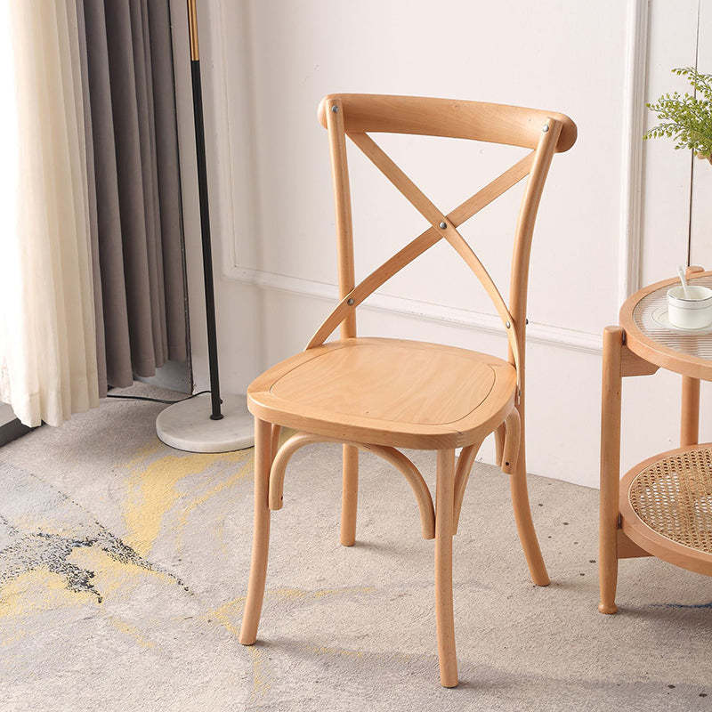 Rustic Woven Rattan Wood Dining Chair