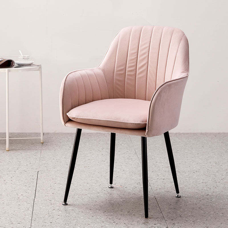 Nordic Trapezoidal Striped Velvet Steel Vanity Stool