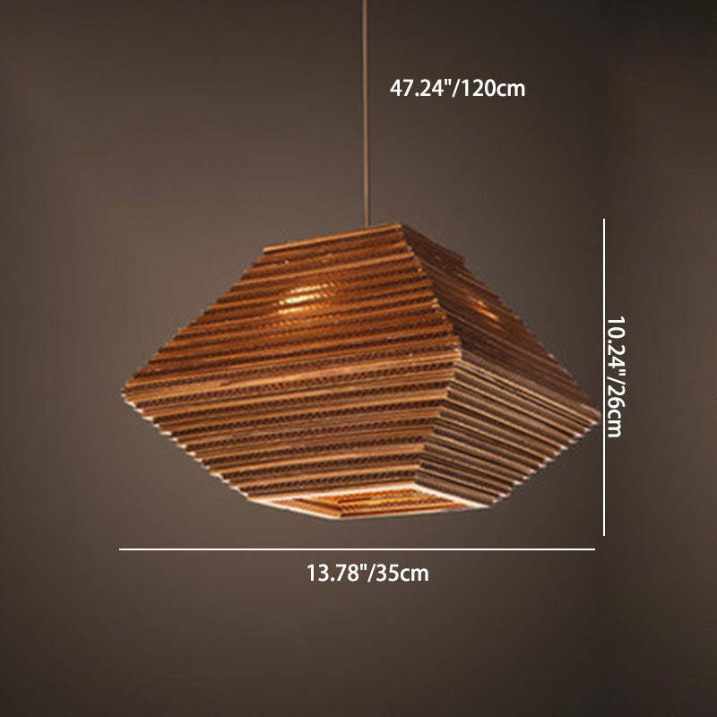 Retro Paper Elliptic Bell Trapezoid Polygonal Pendant Light