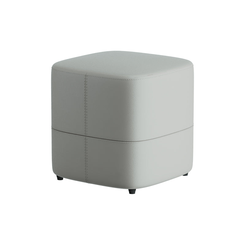 Minimalist Microfiber Leather Solid Wood Low Stool — Gray