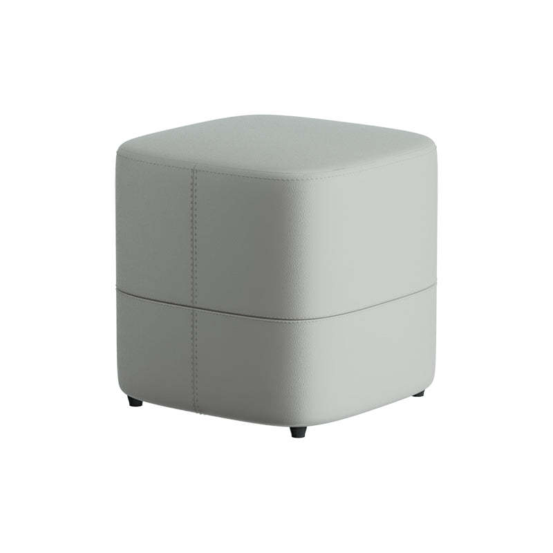 Minimalist Microfiber Leather Solid Wood Low Stool — Gray