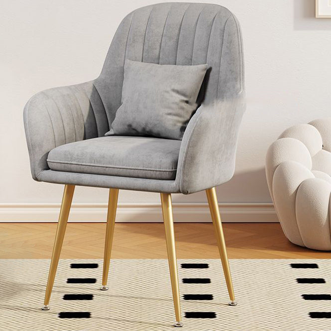 Scandinavian Velvet Leather Metal Vanity Stool — Emulsion / Beige & Gold / Leather