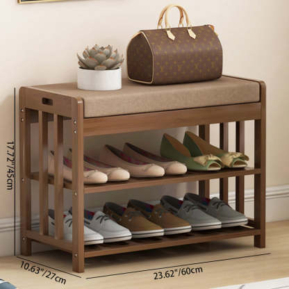 Minimalist Fabric Bamboo Rattan 2-Shelf Shoe Rack
