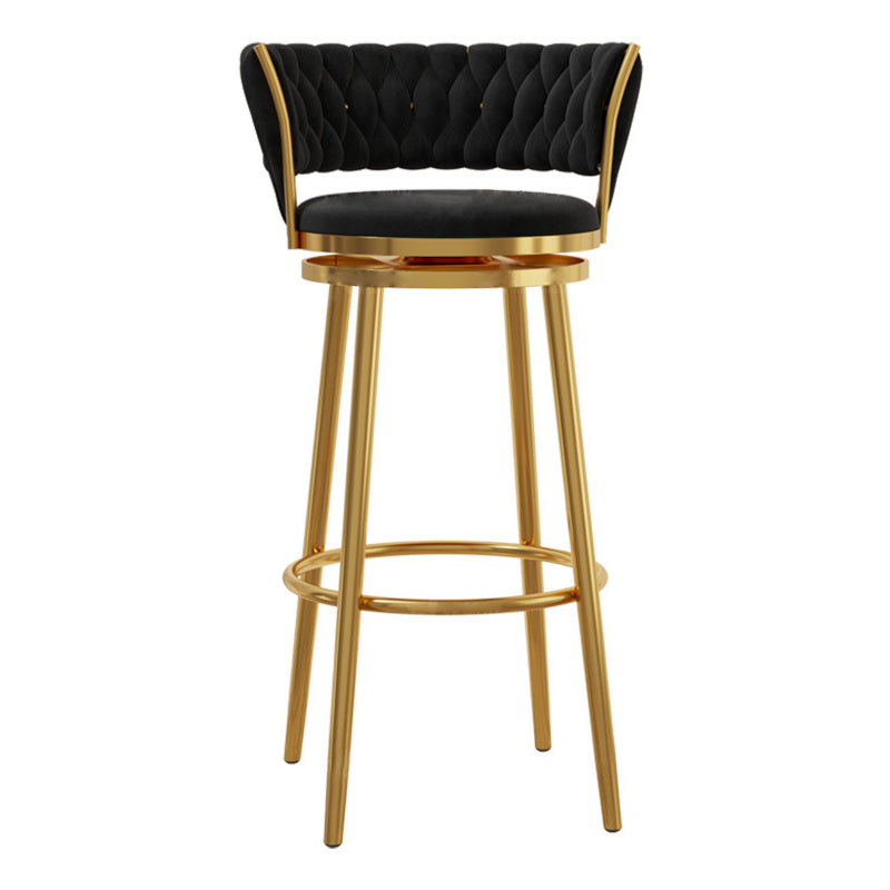 Contemporary Round Velvet Swivel Bar Stool