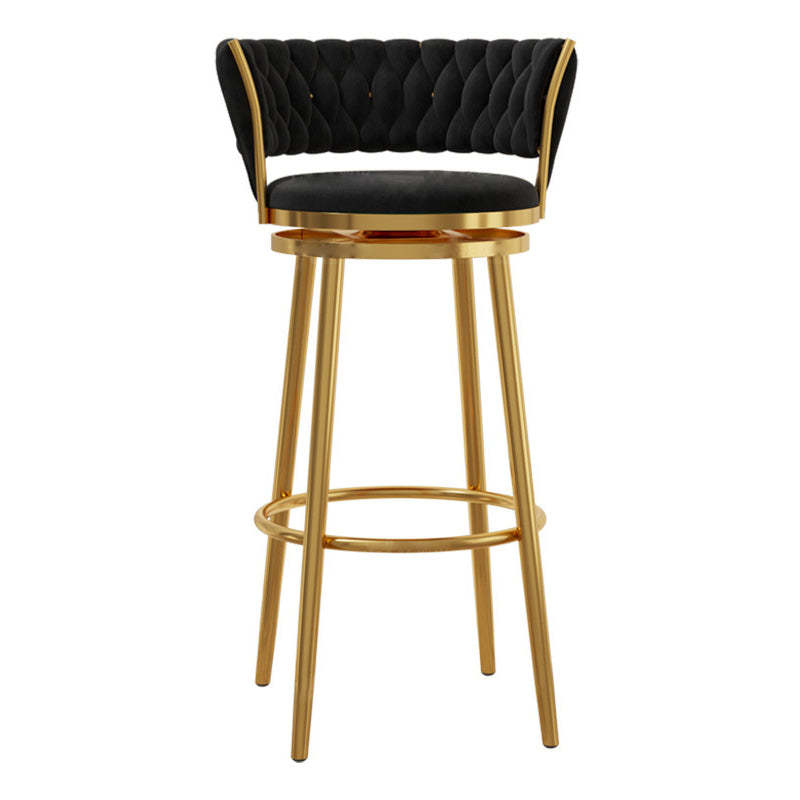 Contemporary Round Velvet Swivel Bar Stool
