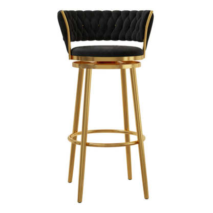 Contemporary Round Velvet Swivel Bar Stool