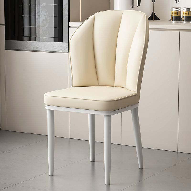 Modern PU Leather Wing-Back Dining Chair — Sky Blue + White Legs