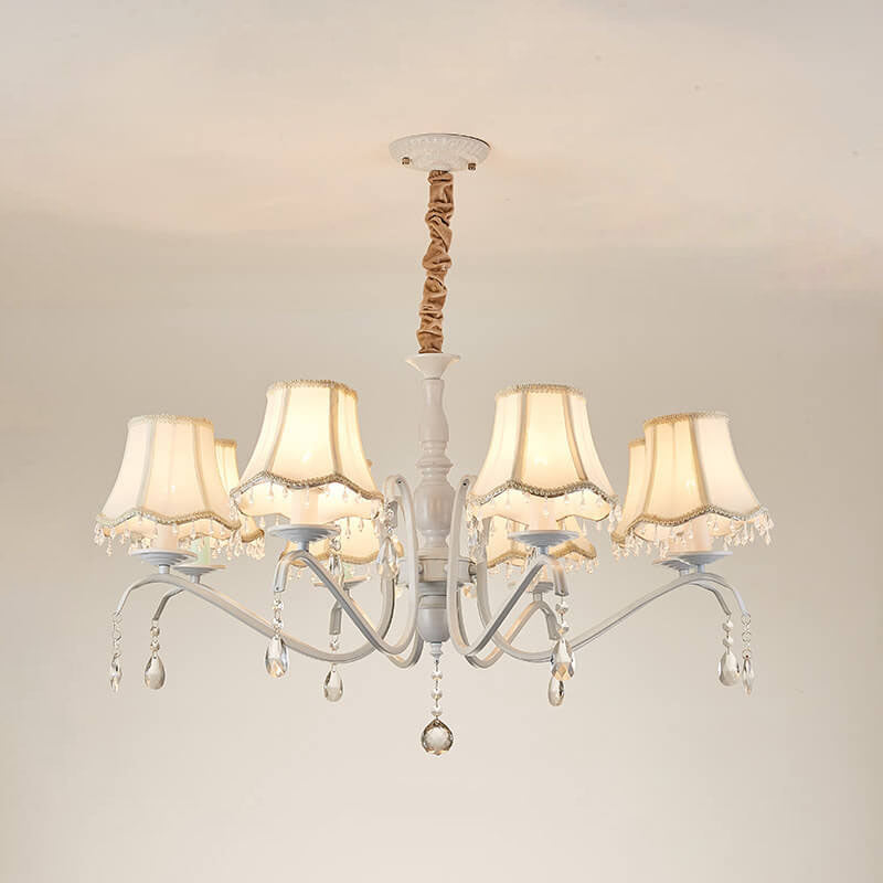 Modern Cone Iron Crystal Fabric Chandelier