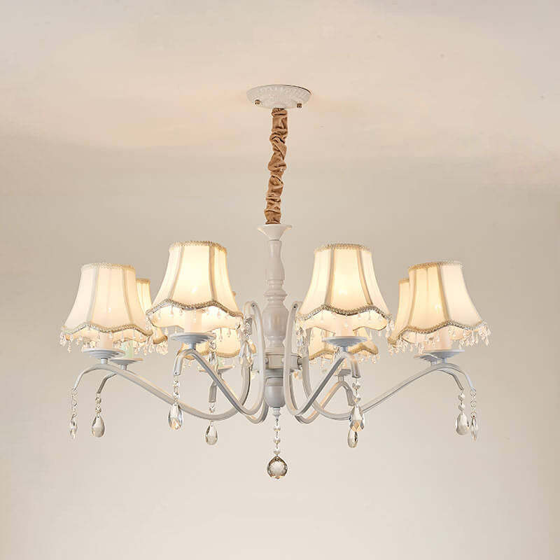 Modern Cone Iron Crystal Fabric Chandelier