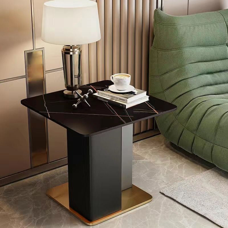 Scandinavian Slate Leather Wood Steel End Table