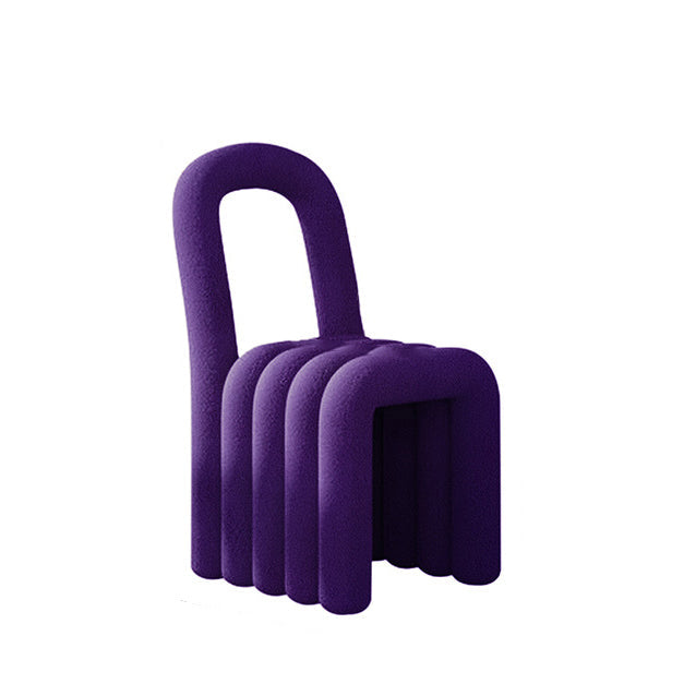 Contemporary Curved Carbon Steel Lambswool Vanity Stool