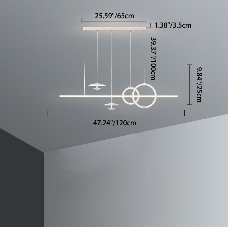 Minimalist Cone Circle Iron Acrylic LED Island Chandelier