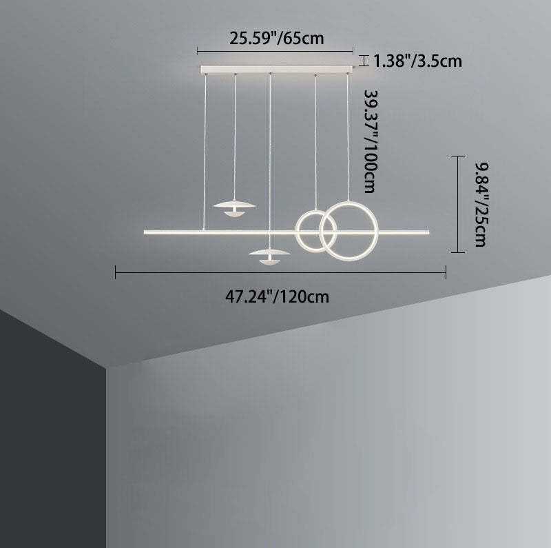 Minimalist Cone Circle Iron Acrylic LED Island Chandelier