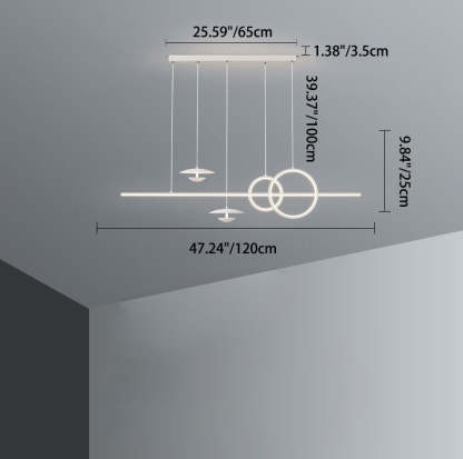 Minimalist Cone Circle Iron Acrylic LED Island Chandelier