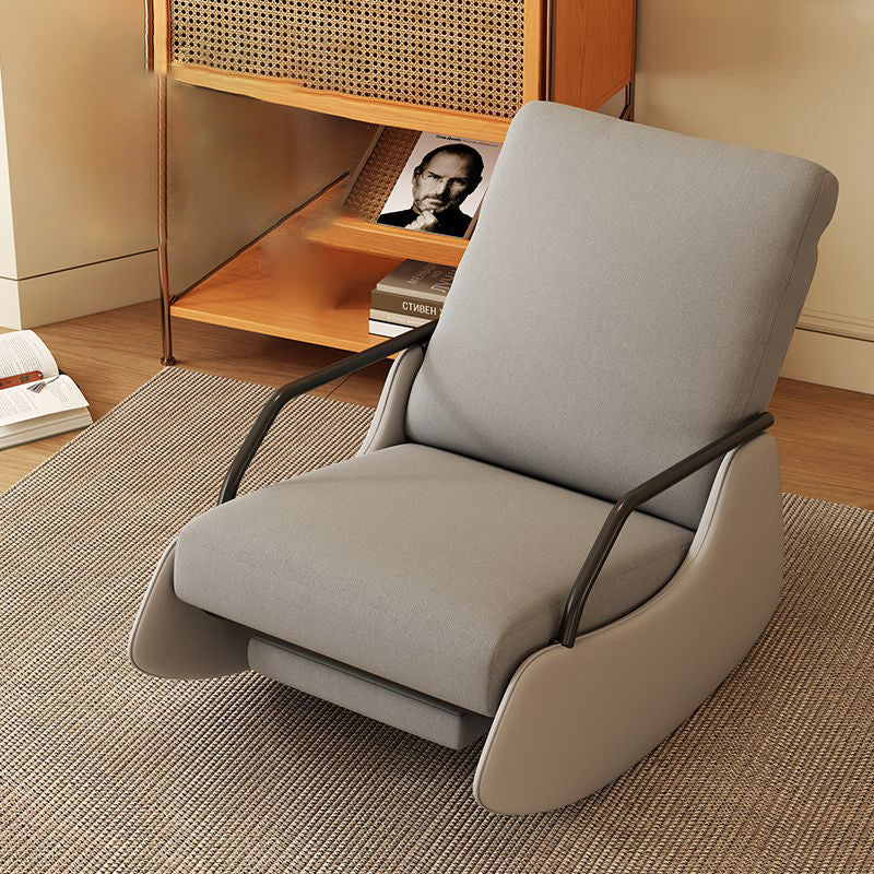 Modern Snowflake Velvet Cat Scratch Leather Recliner — Without Footrest & High Resilience Sponge Version / White & Light Gray