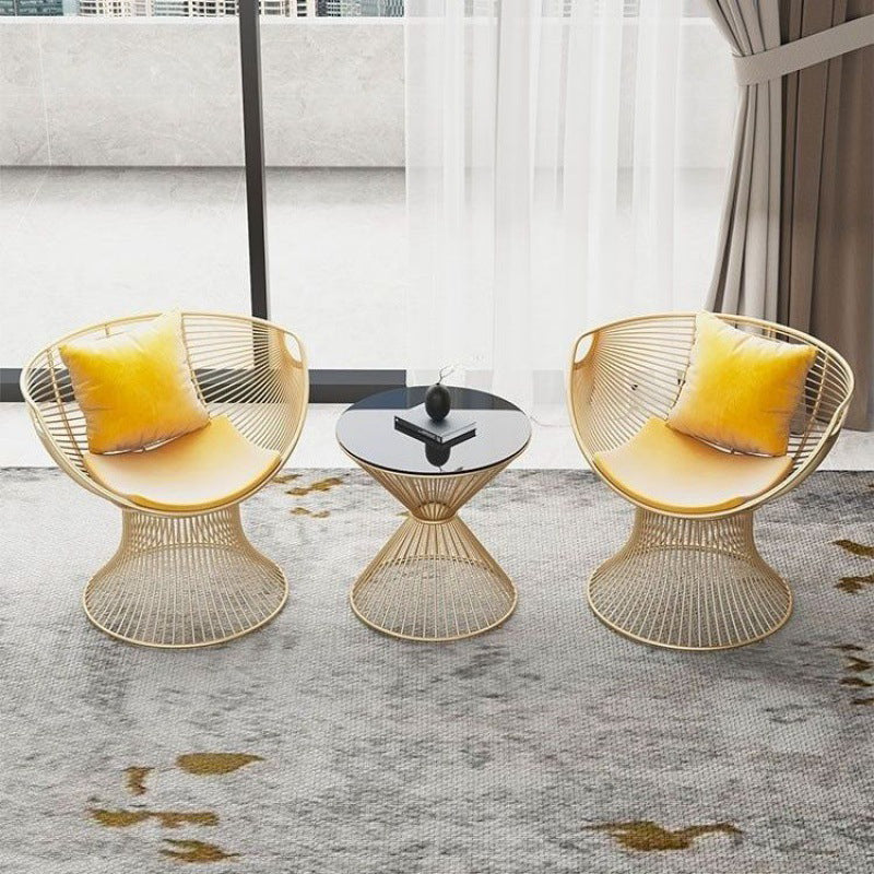Luxury Oval Curved Upholstered Iron Chair