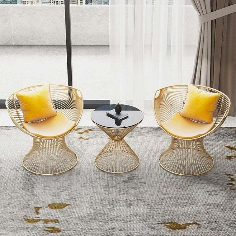 Luxury Oval Curved Upholstered Iron Chair